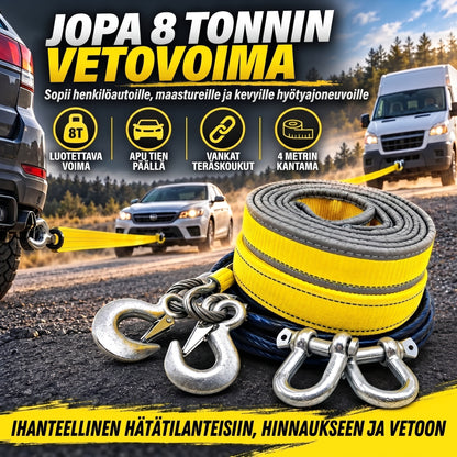 Hinausliina 8 tonnia 4 metriä U-mallisilla sakkelikoukuilla