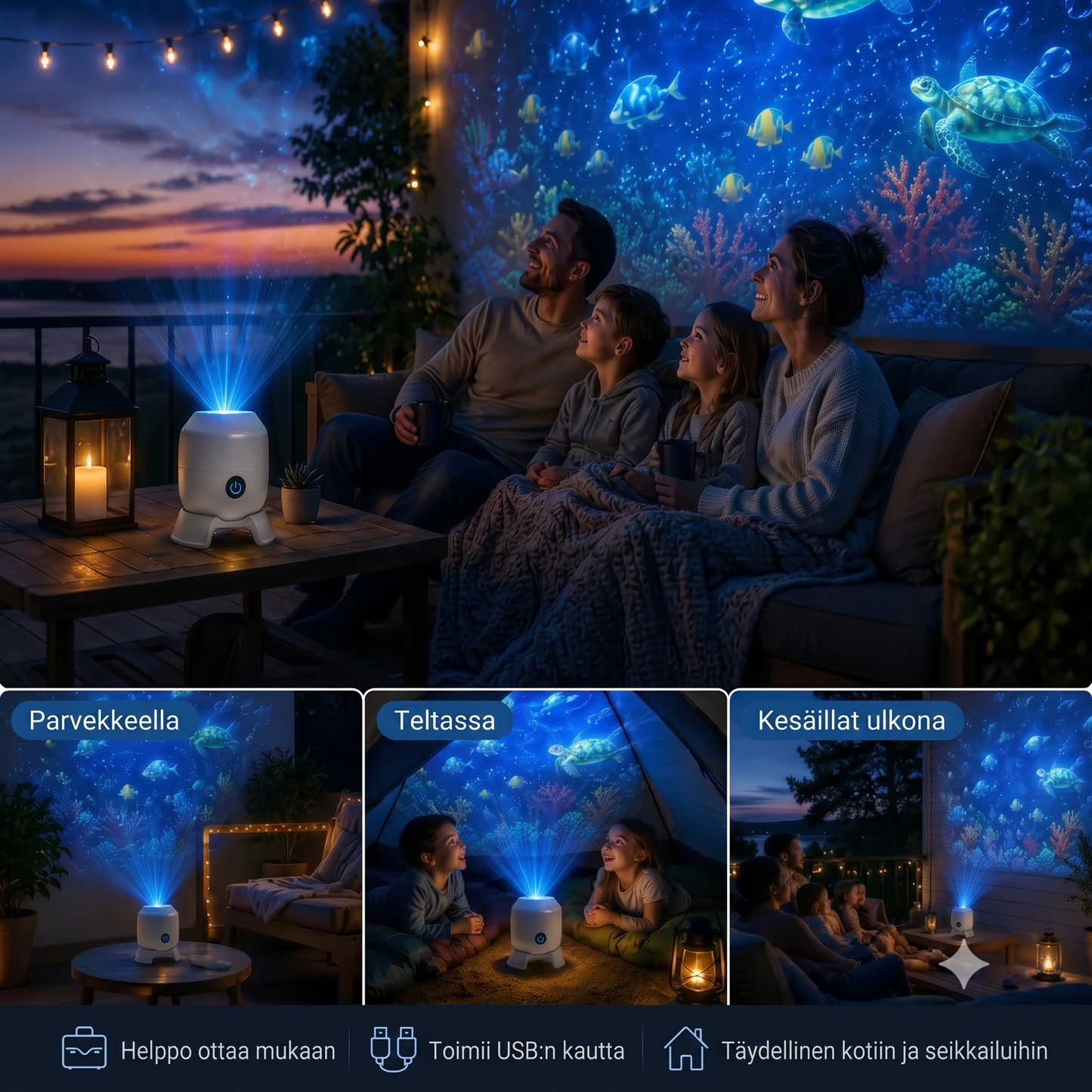 OceanWave-valoprojektori pyörivällä LED-valaistuksella
