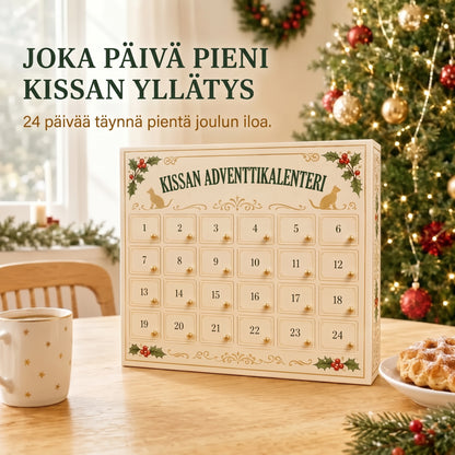 3D-kissa-adventtikalenteri yllätyslaatikoilla