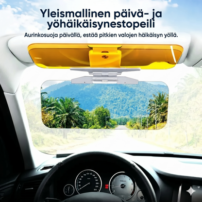 Klipsillä kiinnitettävä häikäisysuoja autoon