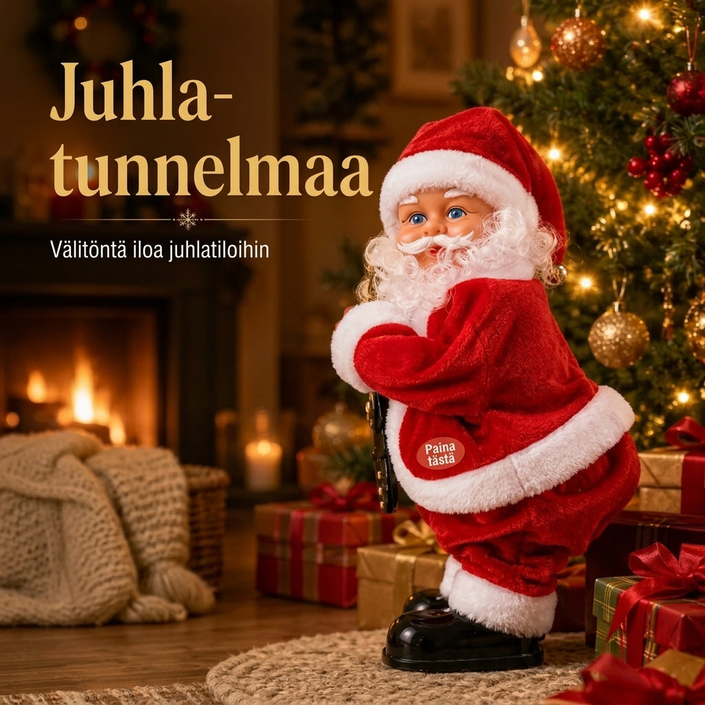 Tanssiva joulupukki musiikilla