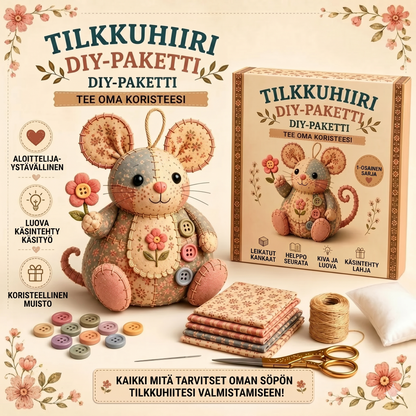 Täydellinen tee-se-itse-setti tilkkutyöhiiren valmistukseen - Sisältää kaikki materiaalit