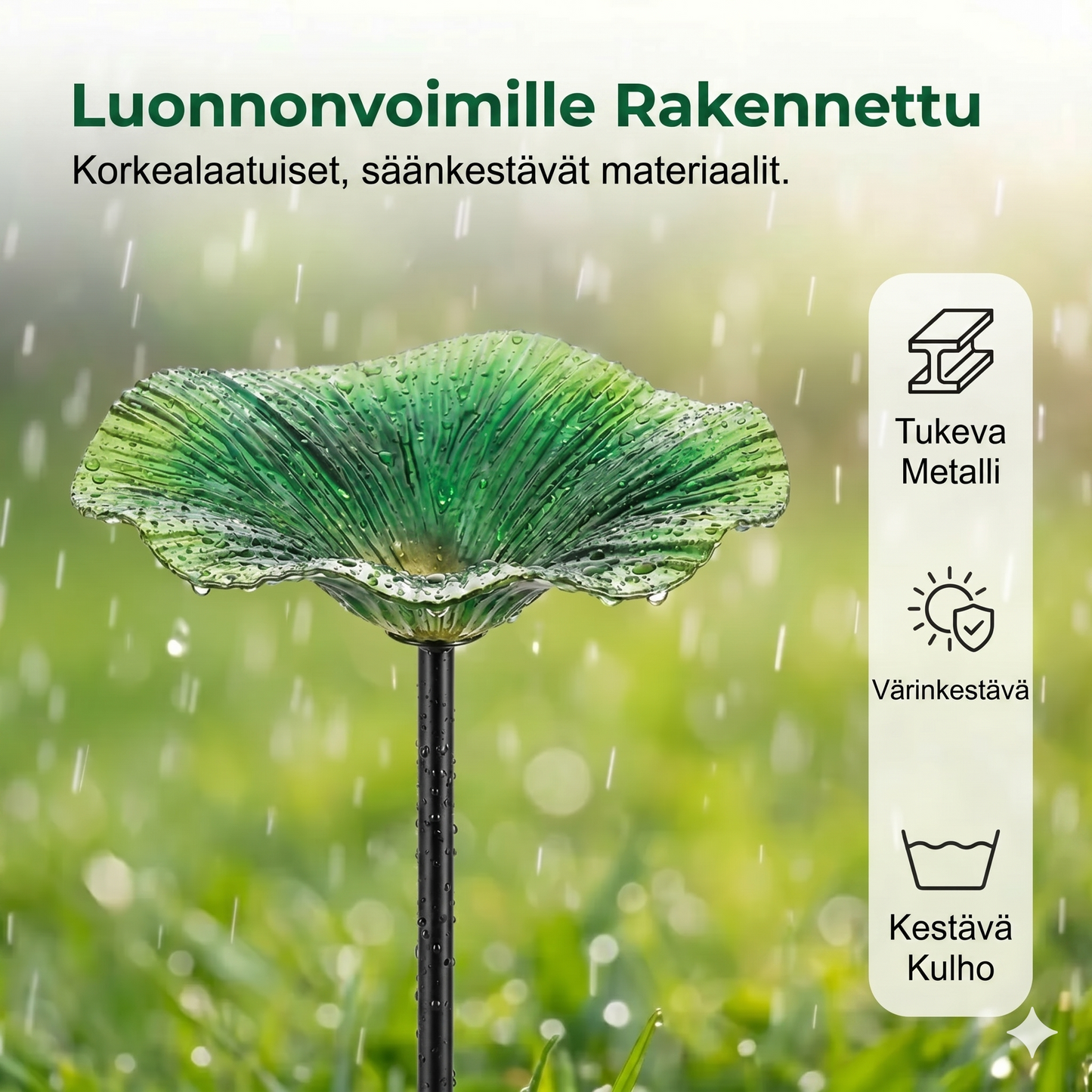 Värikäs lintujen ruokintalaite puutarhaan