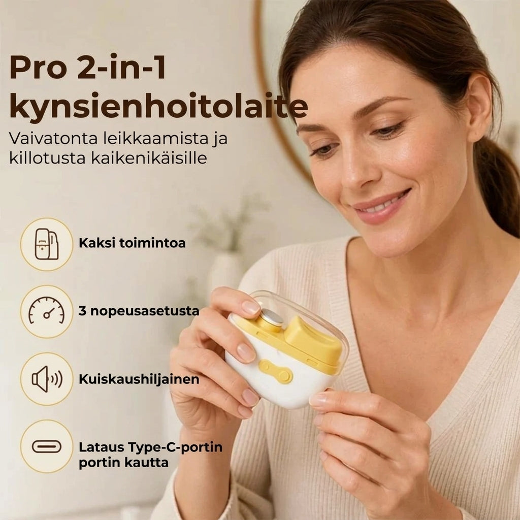 Sähköinen kynsileikkuri kynsiviilalla