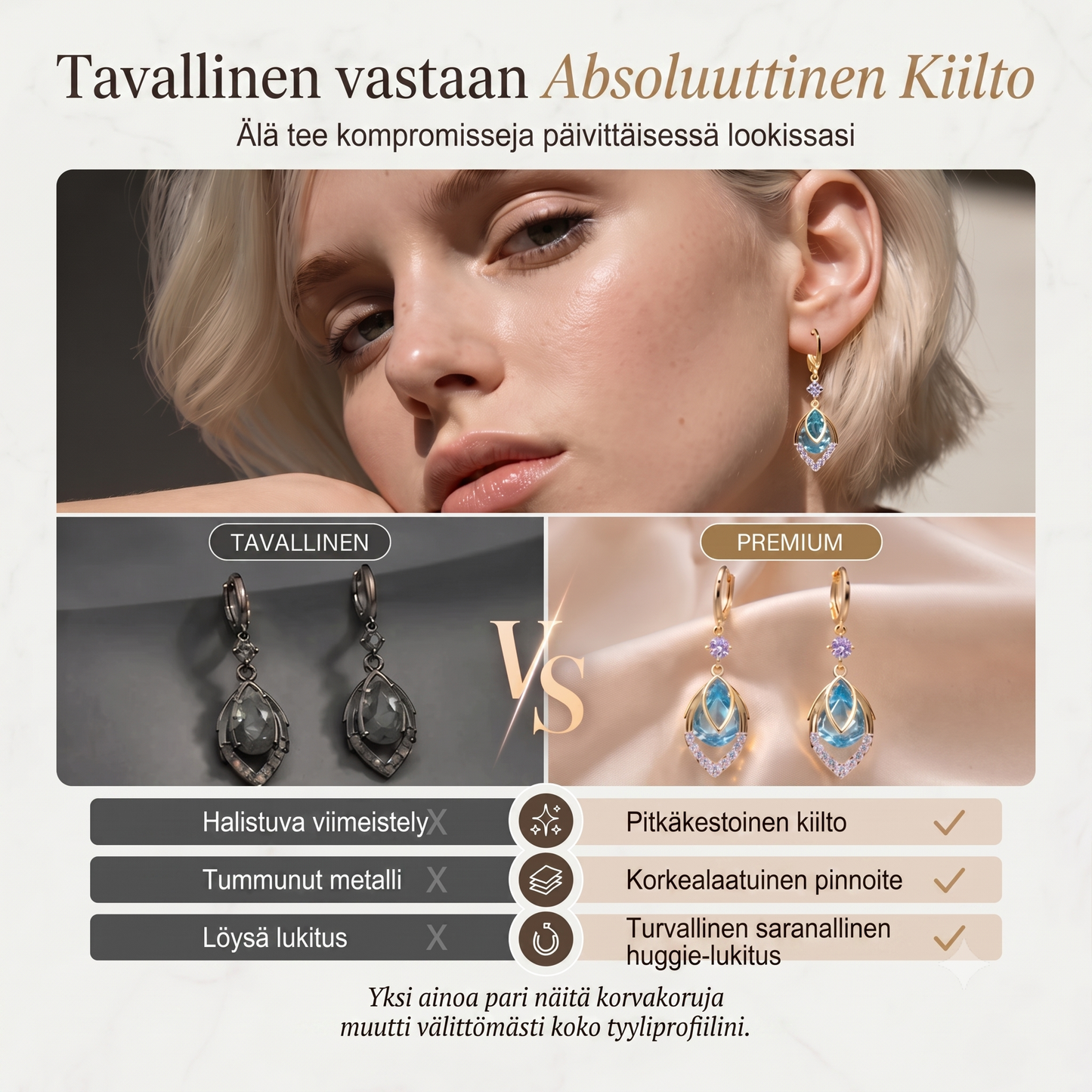 Taivaansiniset roikkuvat korvakorut