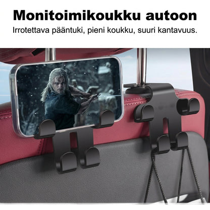 Auton niskatuen koukut laukuille 2 kappaleen setti