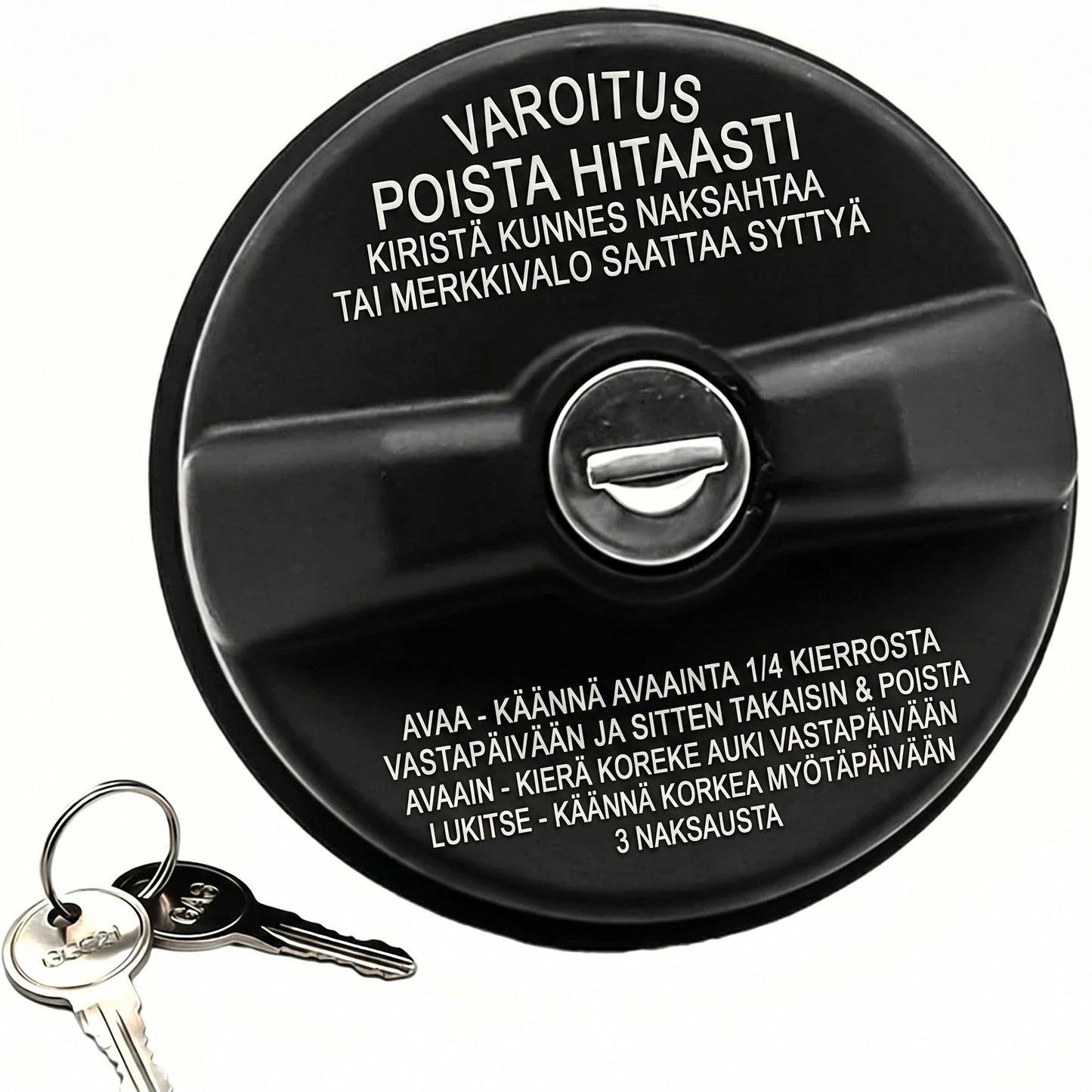 Lukittava polttoainekorkki avaimella