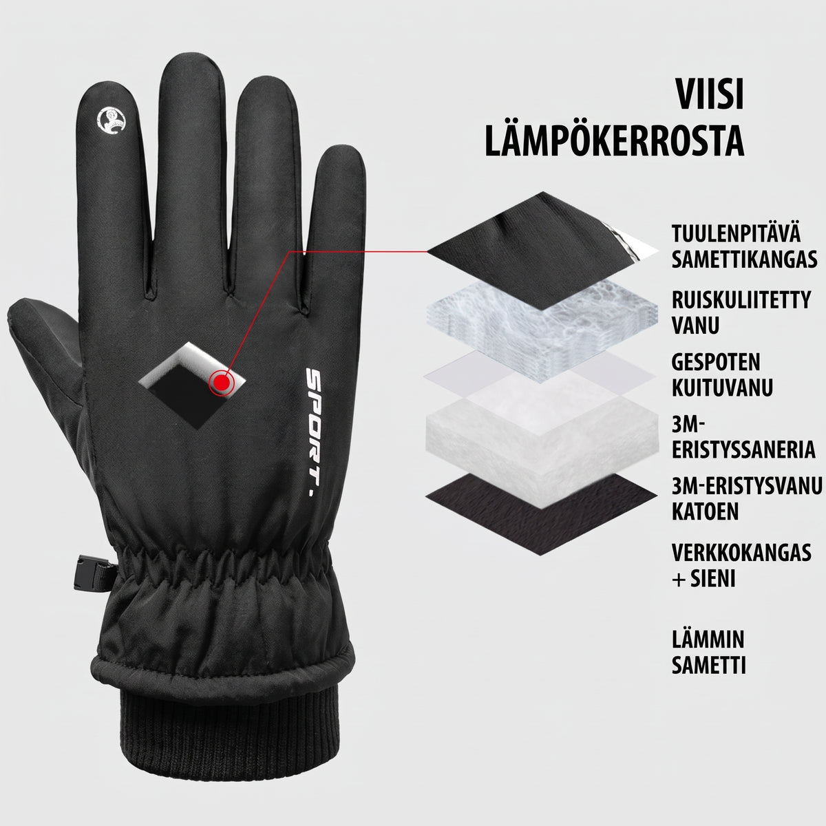 Lämpöhanskat 3M Thinsulate eristyksellä