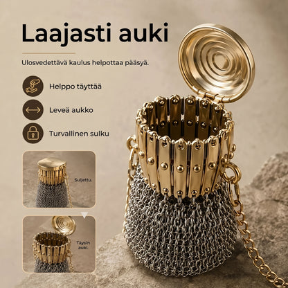 Vintage metalliverkkoinen kolikkopussi pikkutavaroille