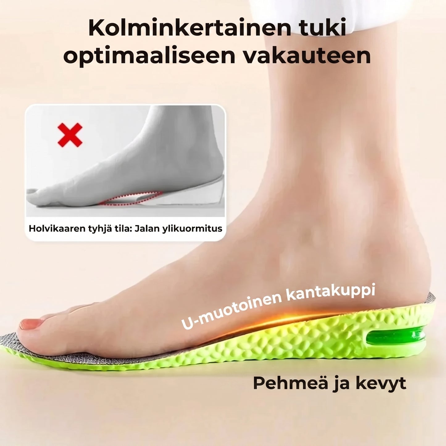 Pituutta lisäävät ilmatyynylliset pohjalliset 1 pari