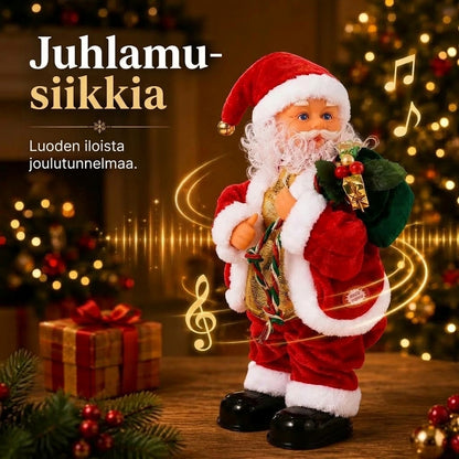 Tanssiva joulupukki musiikilla