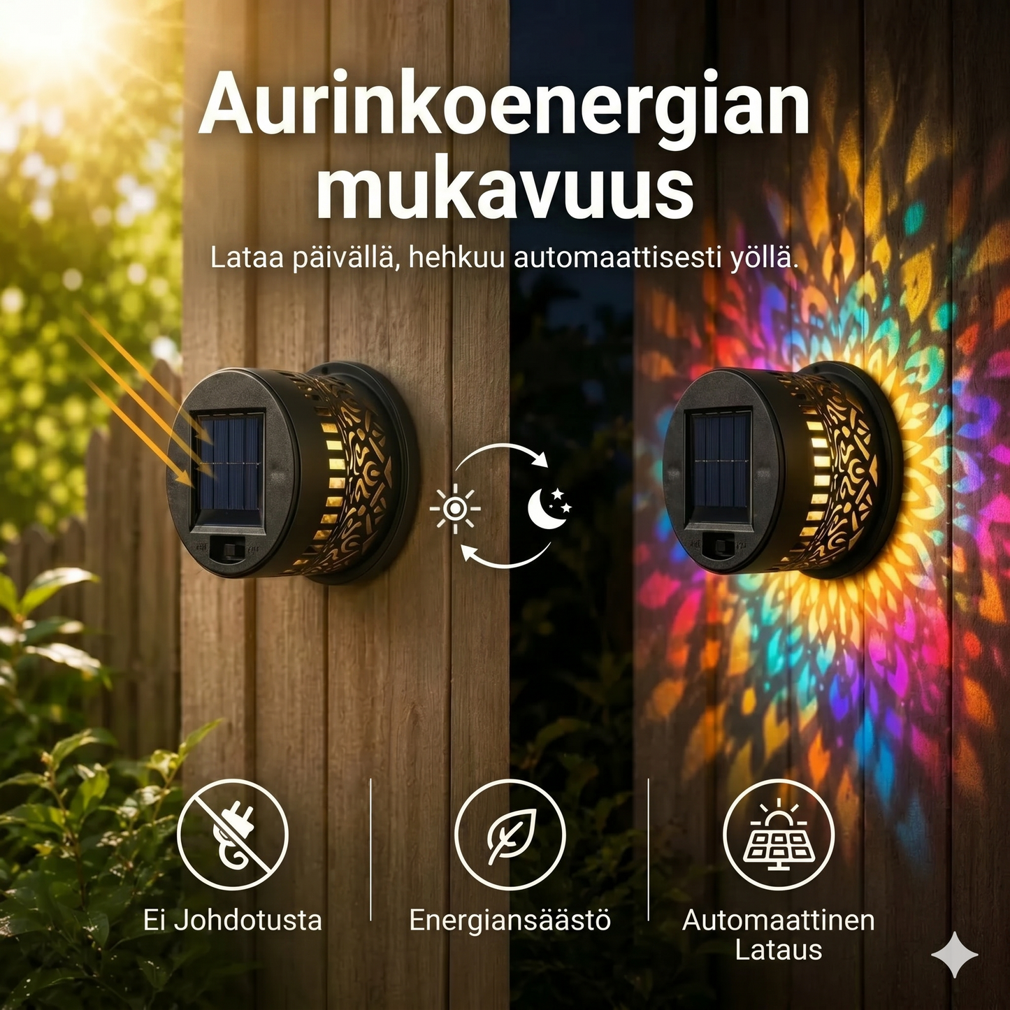 Mandala-aurinkokennolamppu - Kaunis projektio & IP65-vedenpitävä