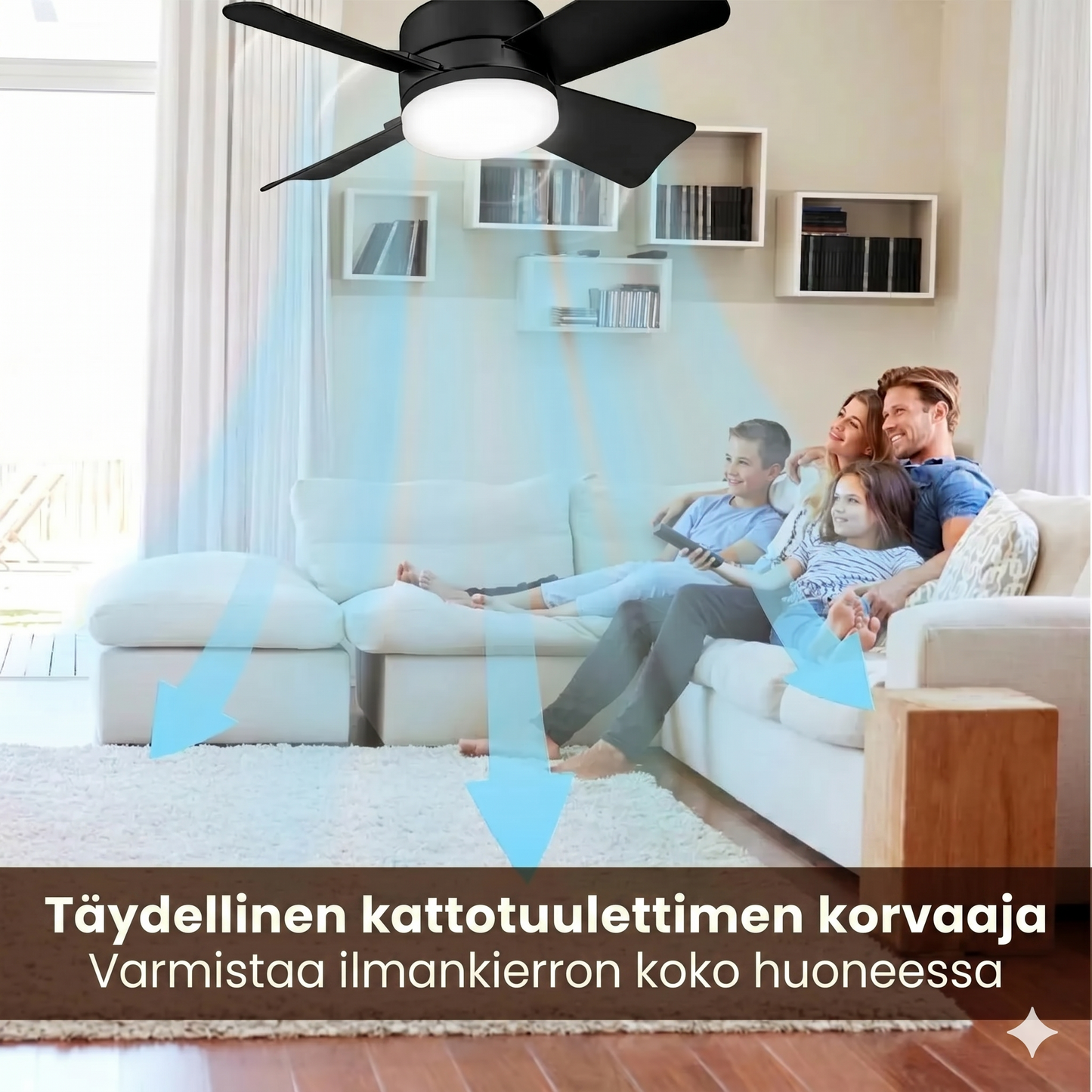 2-in-1 Kannettava kattotuuletin ja lamppu kaukosäätimellä