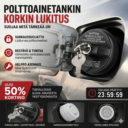 Lukittava polttoainekorkki avaimella