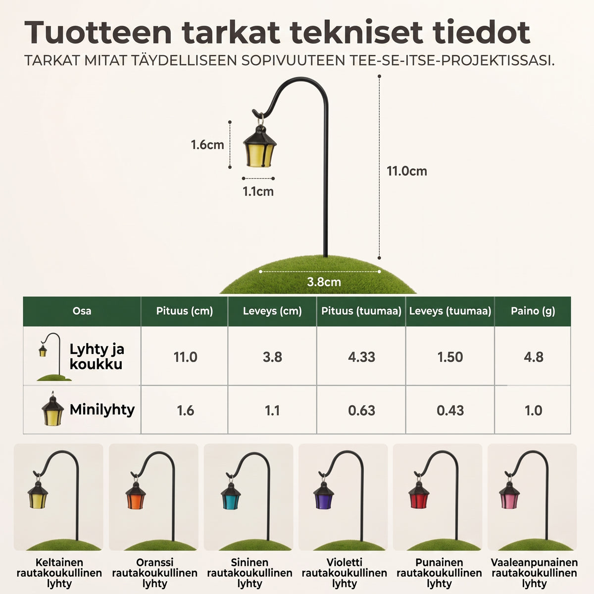 Valaisevien minikasvil lyhtyjen 7 kappaleen setti