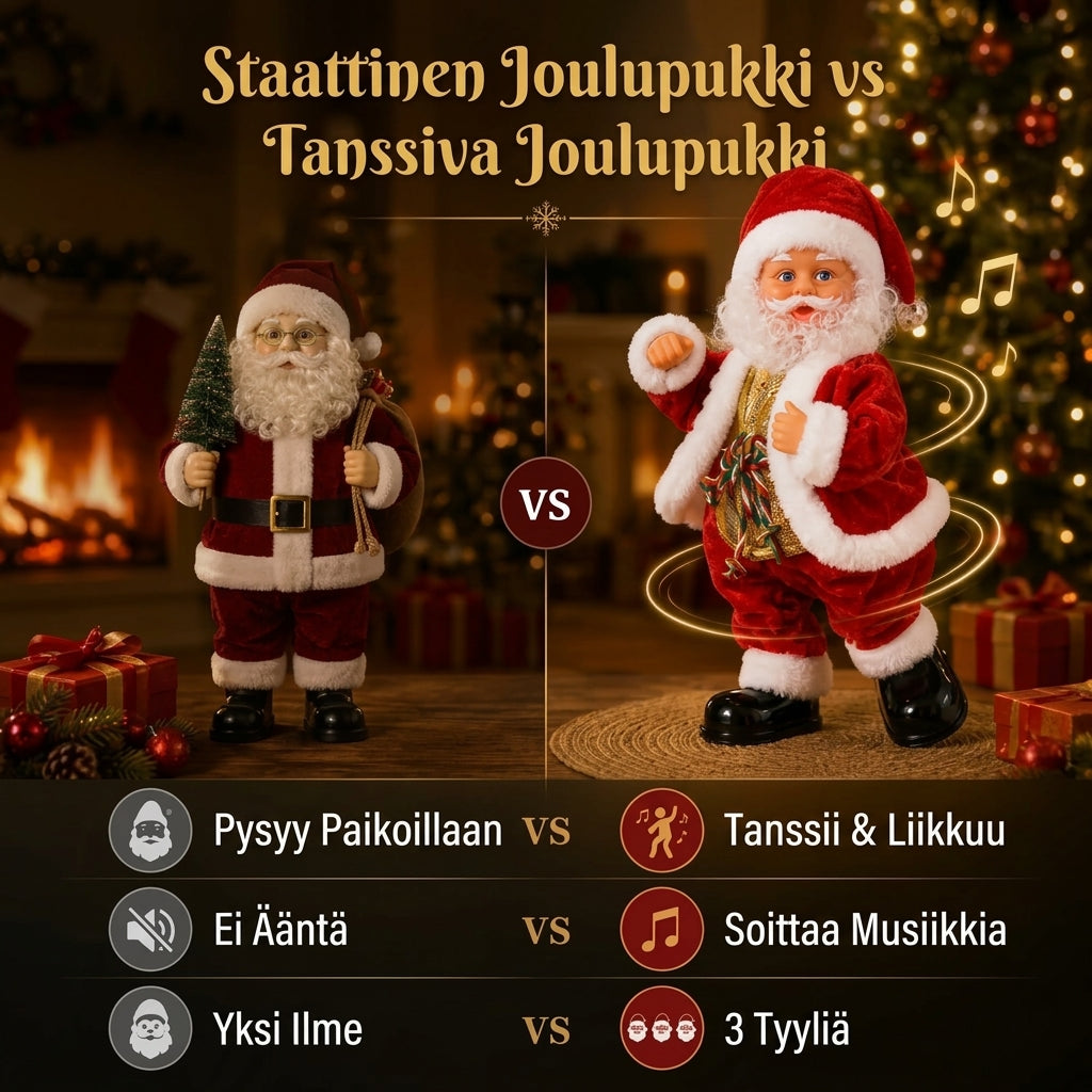 Tanssiva joulupukki musiikilla