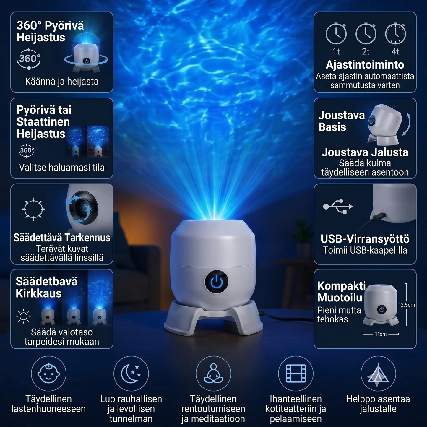 OceanWave-valoprojektori pyörivällä LED-valaistuksella