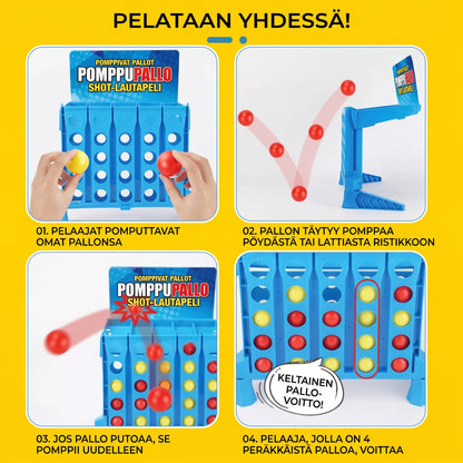 4 riviin -pomputuspeli palloilla