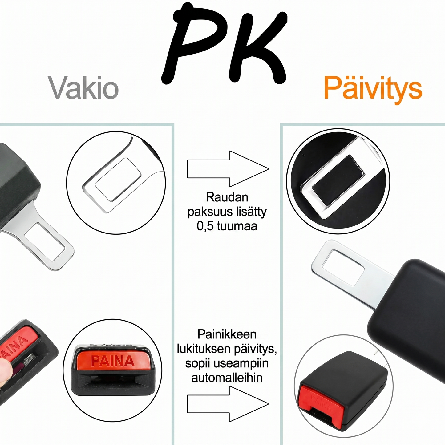 Universaali auton turvavyön jatke