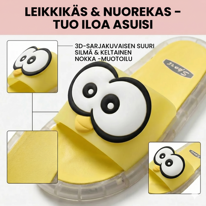 Söpöt valaisevat tossut sarjakuvakuvioilla