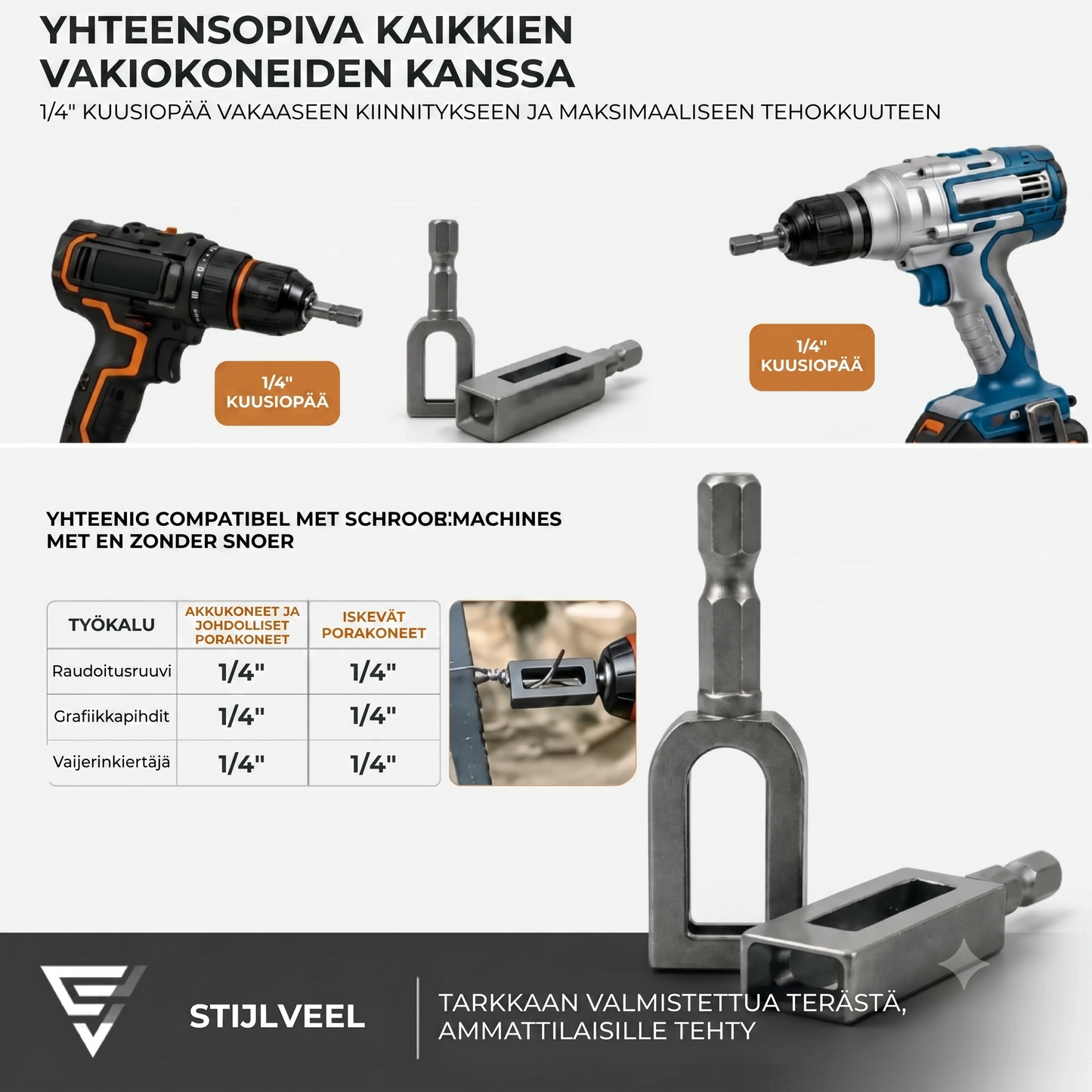 Kierteitystyökalu porakoneelle