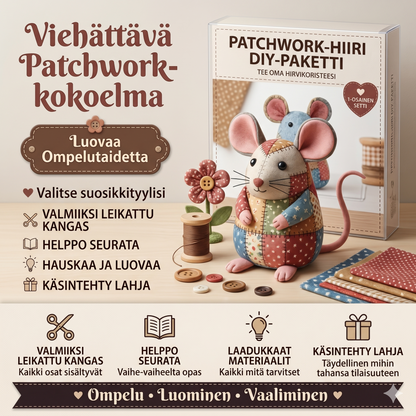 Täydellinen tee-se-itse-setti tilkkutyöhiiren valmistukseen - Sisältää kaikki materiaalit