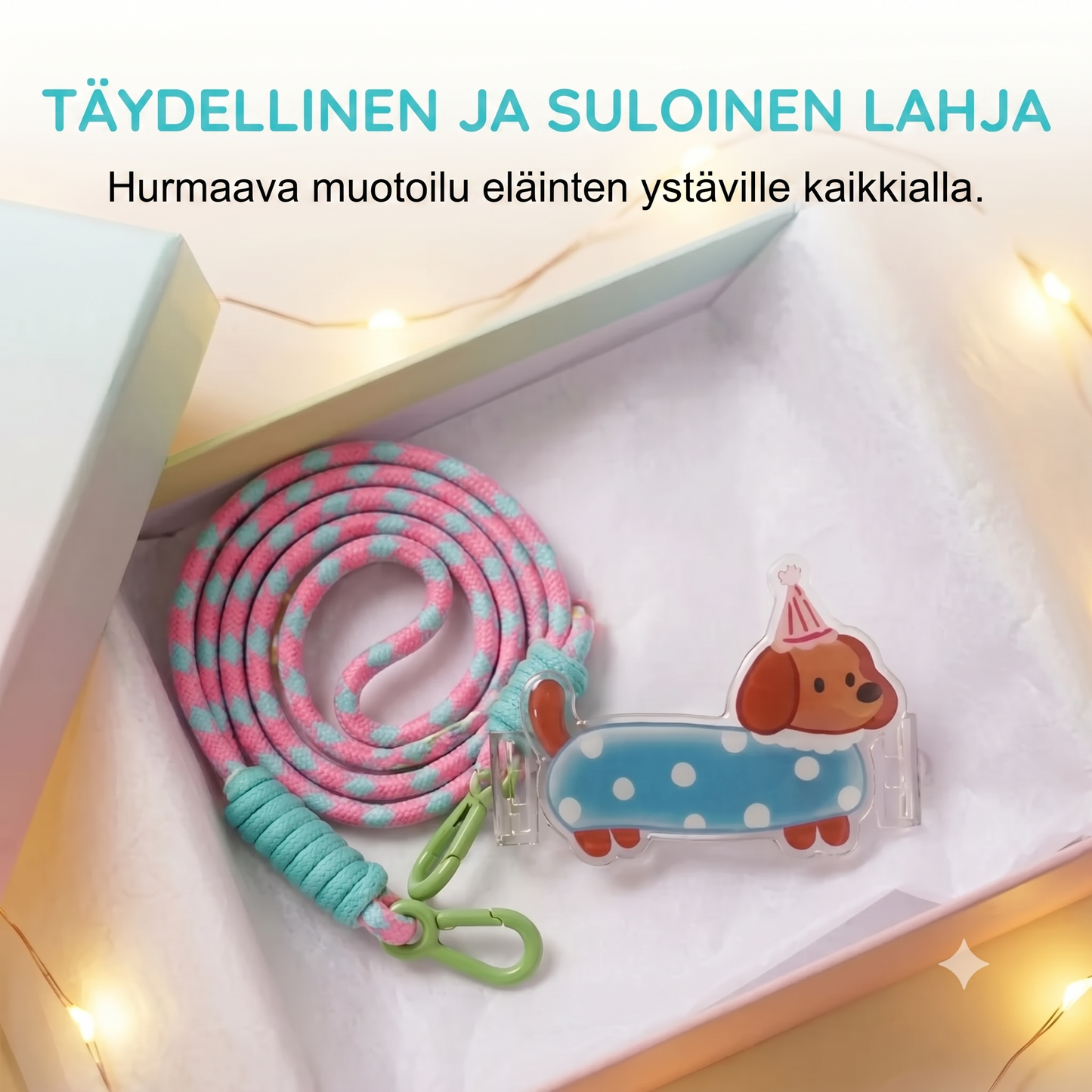Puhelinpidike sarjakuvahahmolla ja rannelenkillä