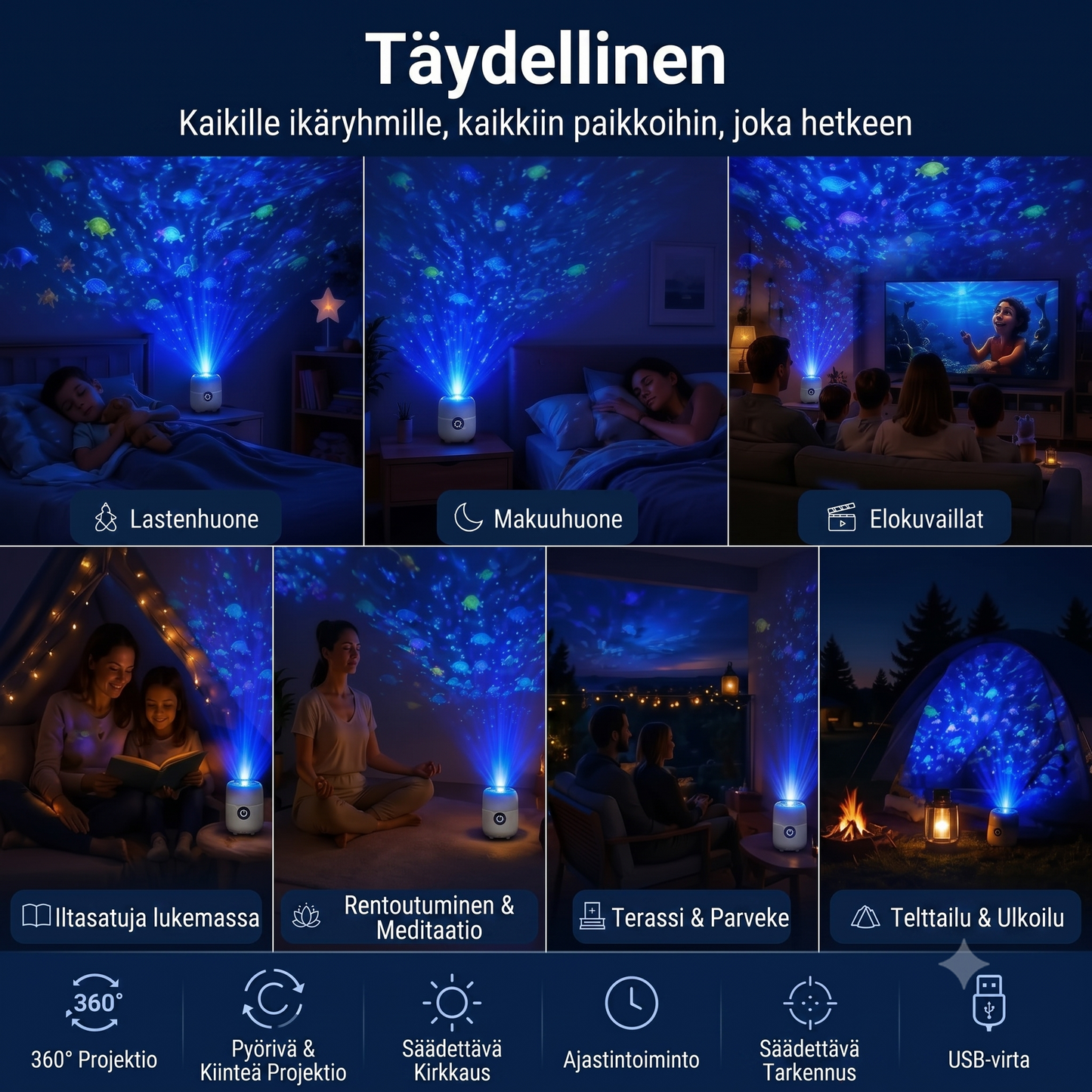 OceanWave-valoprojektori pyörivällä LED-valaistuksella