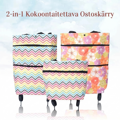 Itsestään seisova kokoontaitettava ostoskärry 600D Oxford-kankaasta kahvalla
