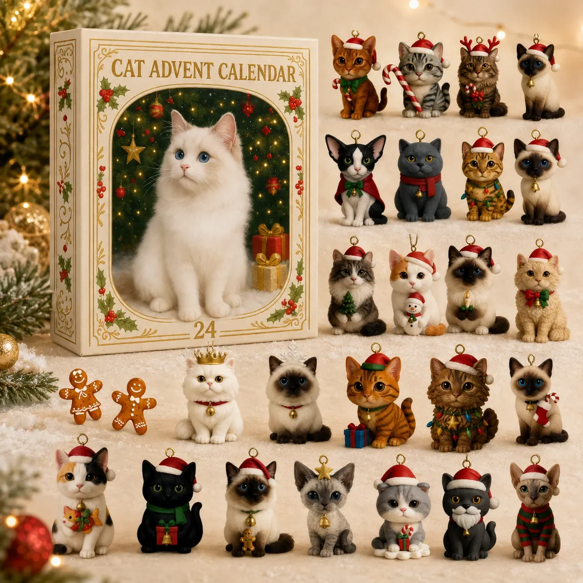 3D-kissa-adventtikalenteri yllätyslaatikoilla