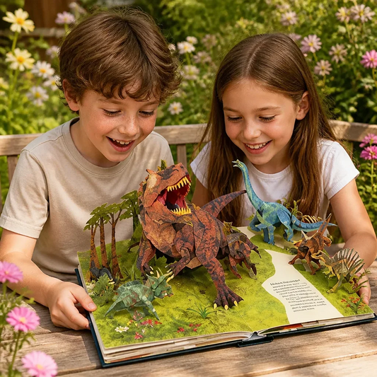 Interaktiivinen 3D pop up dinosaurus-kirja