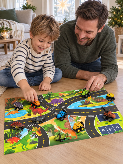Dinosaurus-kilpa-autojen adventtikalenteri lapsille
