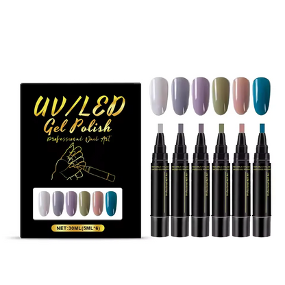 SalonPen 3-in-1 geelikynäsetti UV-LED-lampulla (6 kpl)