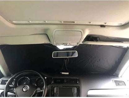 Premium-auton aurinkosuoja logolla