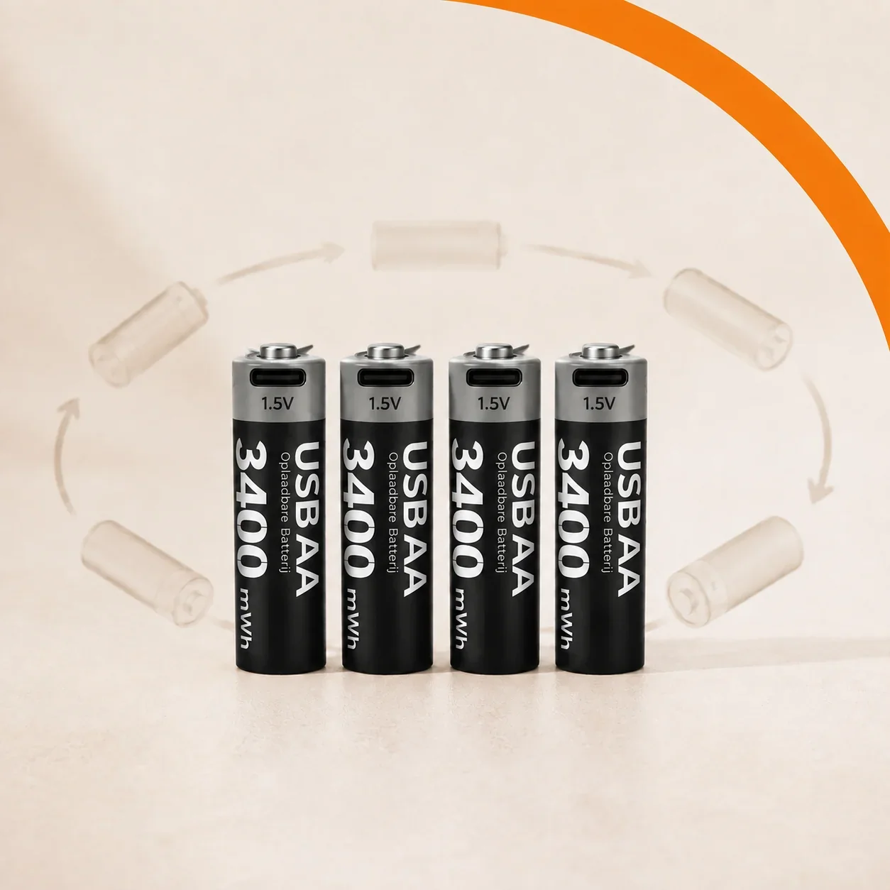 Ladattavat AA-litiumparistot 1,5 V USB-C 2 kpl