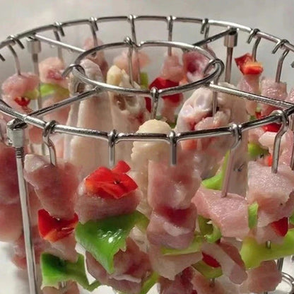Pyöreä ruostumattomasta teräksestä valmistettu uunigrilli vartaalla