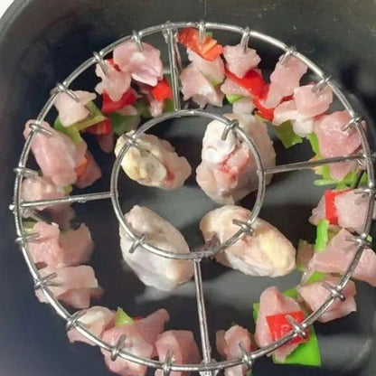 Pyöreä ruostumattomasta teräksestä valmistettu uunigrilli vartaalla