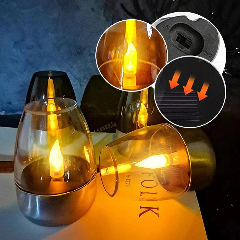 6 kpl aurinkokäyttöisiä liekittömiä lämpökynttilöitä ulkokäyttöön