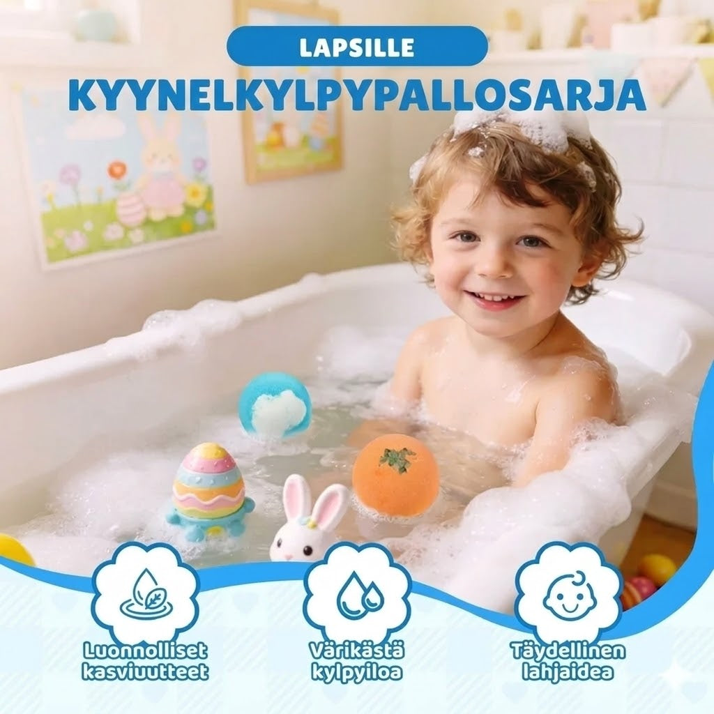 12-osainen kylpypommi-lahjasetti lapsille