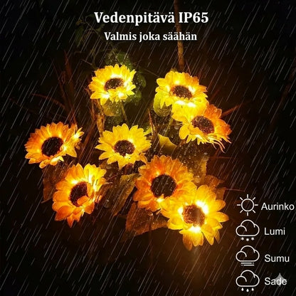 Vedenpitävät aurinkokennolamput (3 auringonkukkalamppua)