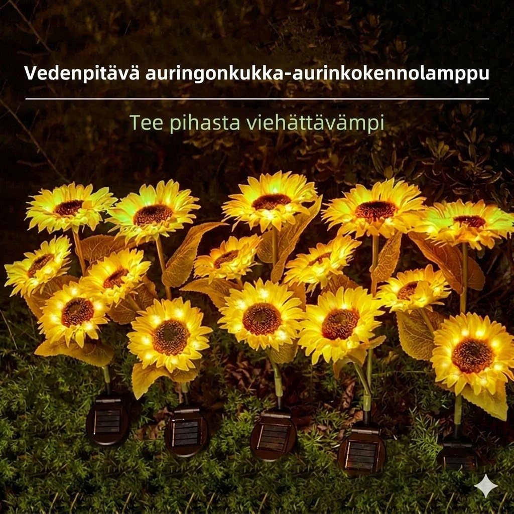 Vedenpitävät aurinkokennolamput (3 auringonkukkalamppua)