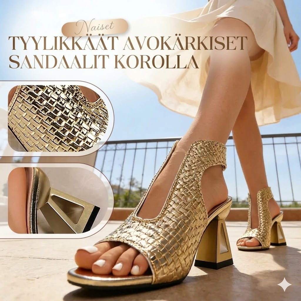 Tyylikkäät naisten peep-toe-korkosandaalit